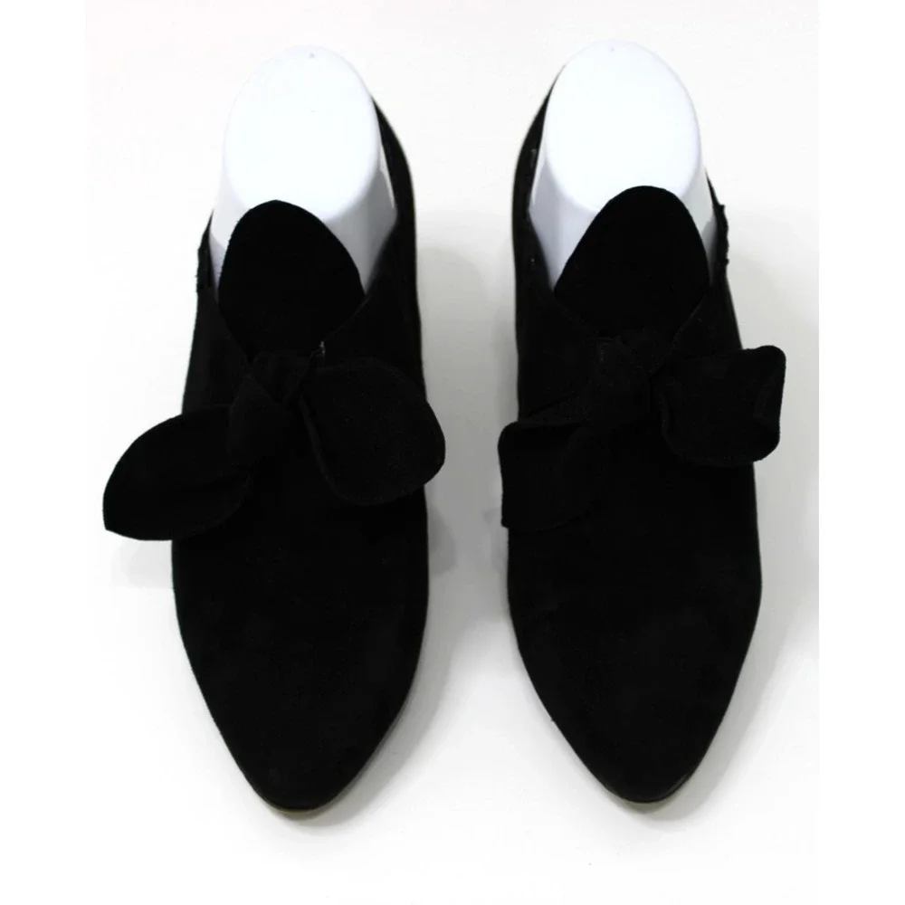 Vintage 90s Carla Marchetti Heels 38.5 Italy Bootie Suede Leather Bow Tie
